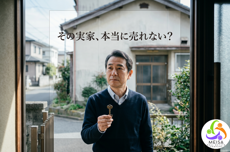 相続した実家の書類を前に、売却を考える女性（流山市の相続不動産売却）