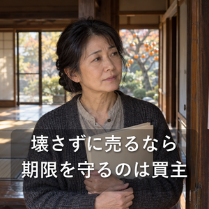 相続した流山市の実家の玄関先で、書類を胸に抱えて壁の暦を見つめる相続人