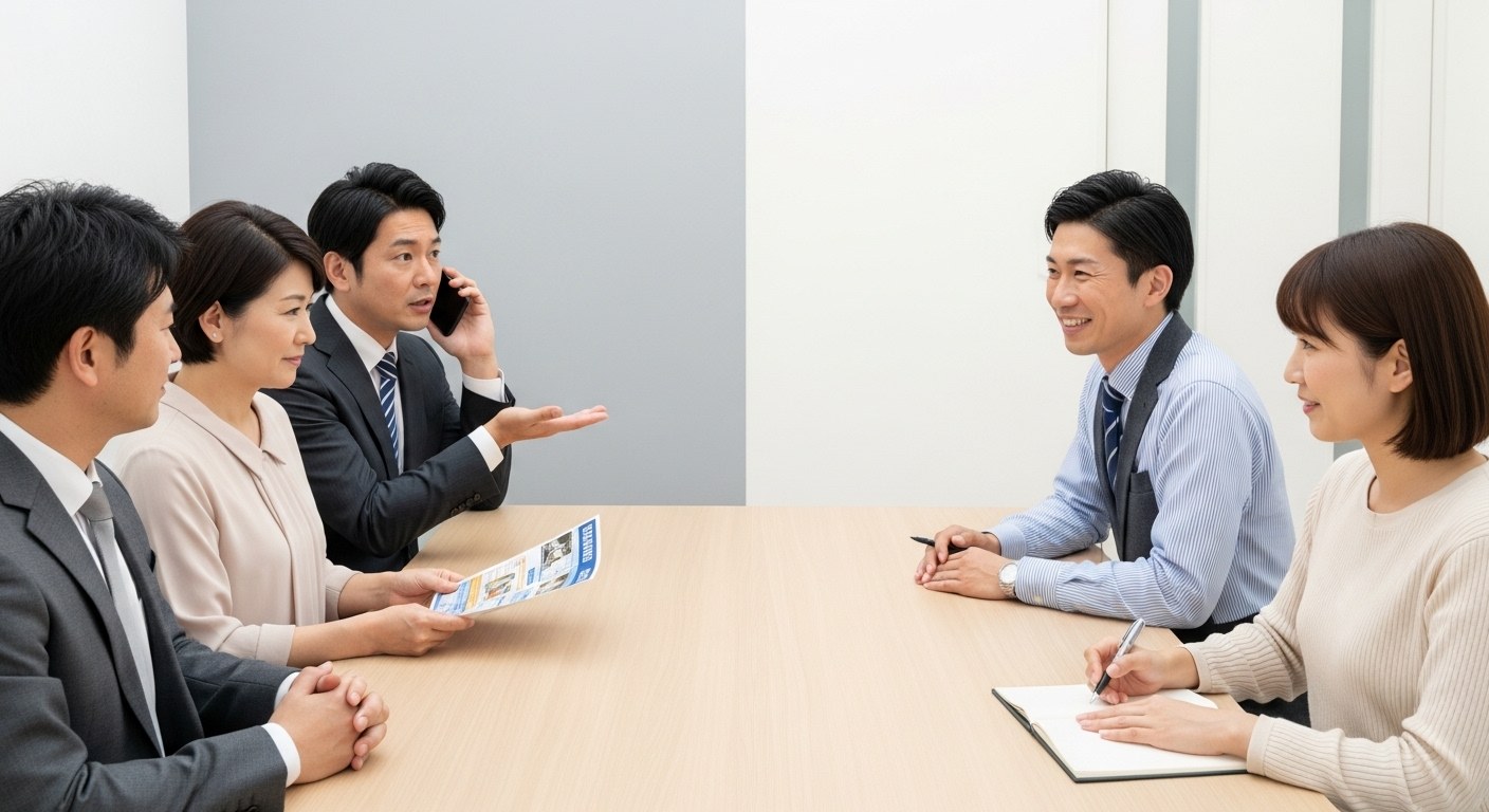 電話をしながら一方的に話す担当者と、売主の話にじっくり耳を傾ける担当者の対比